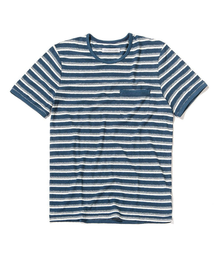 shonan stripe pocket tee blue