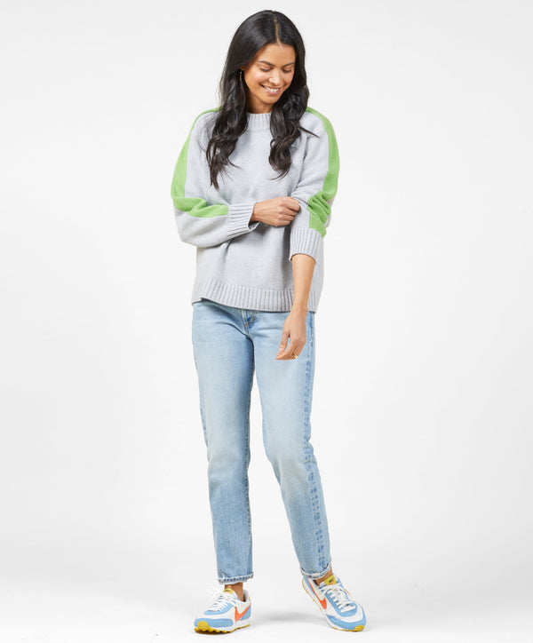 Archer Cashmere Crew with Stripe