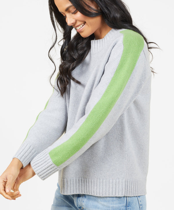 Archer Cashmere Crew with Stripe