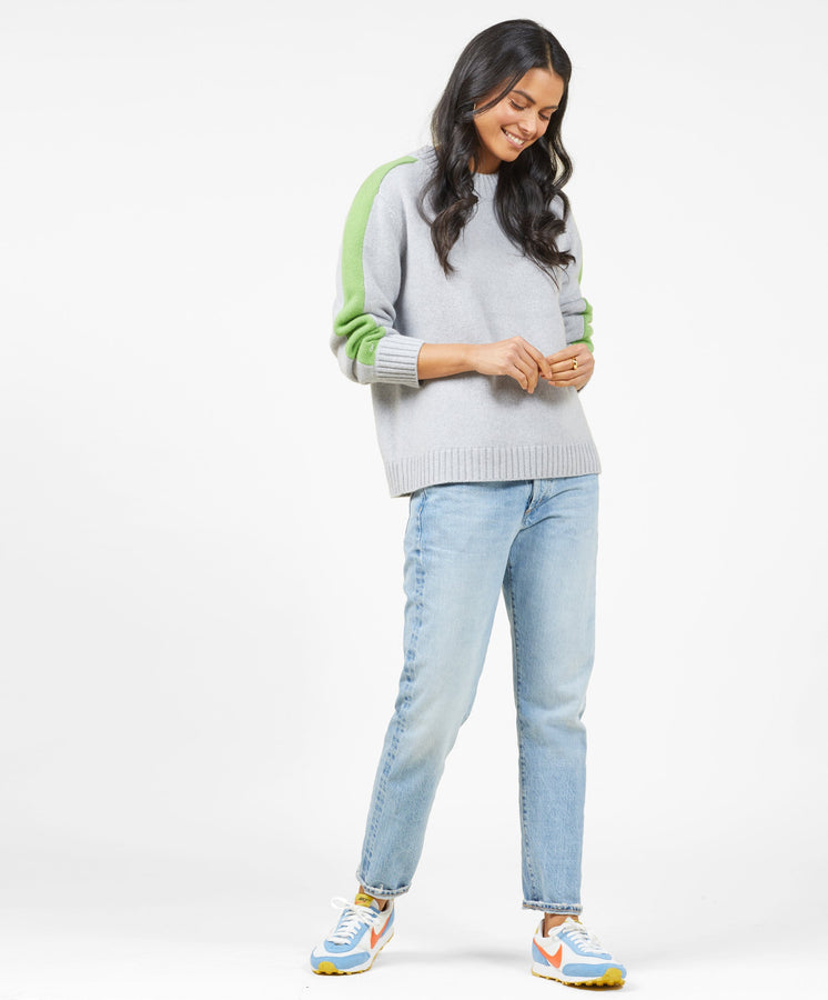 Archer Cashmere Crew with Stripe