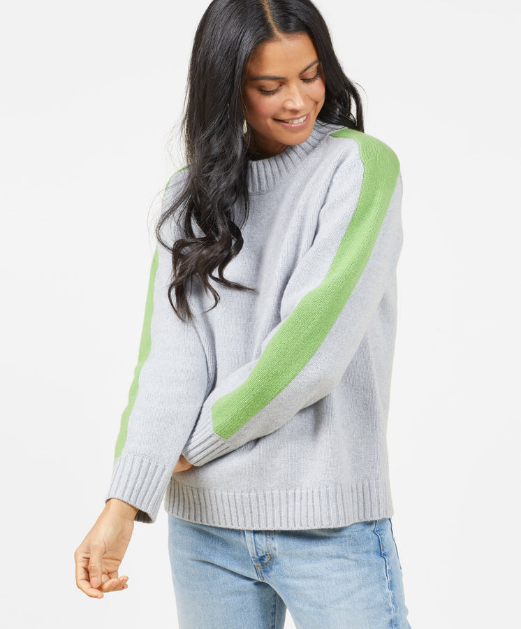 Archer Cashmere Crew with Stripe