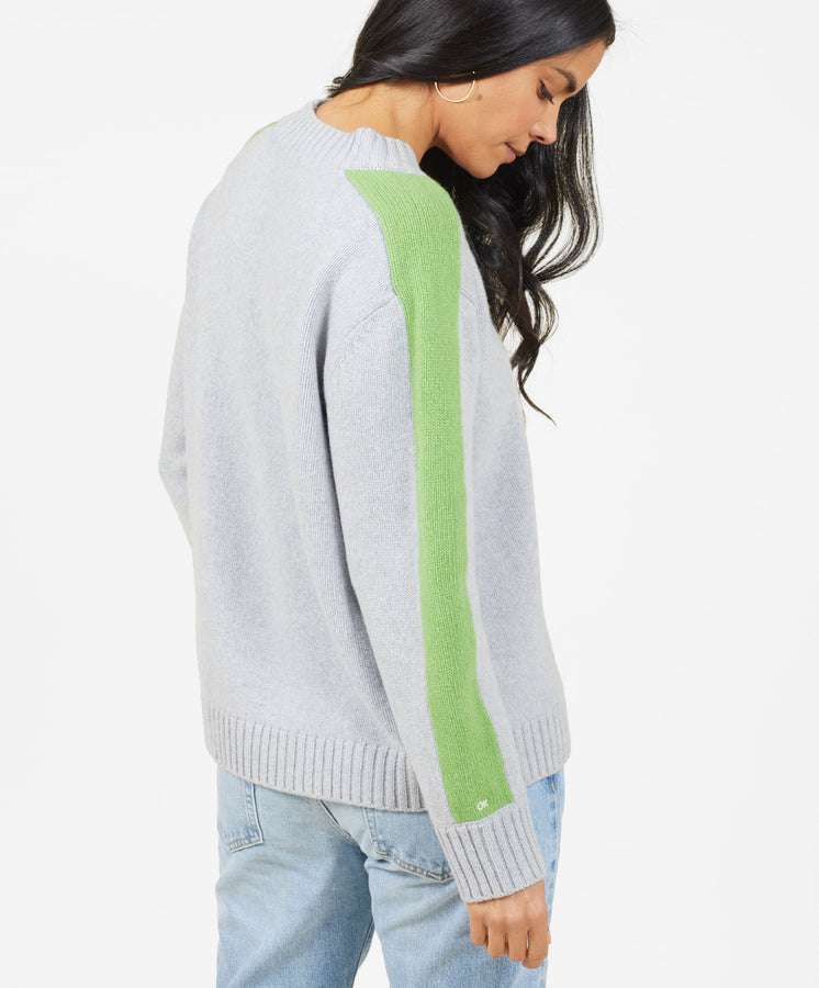 Archer Cashmere Crew with Stripe