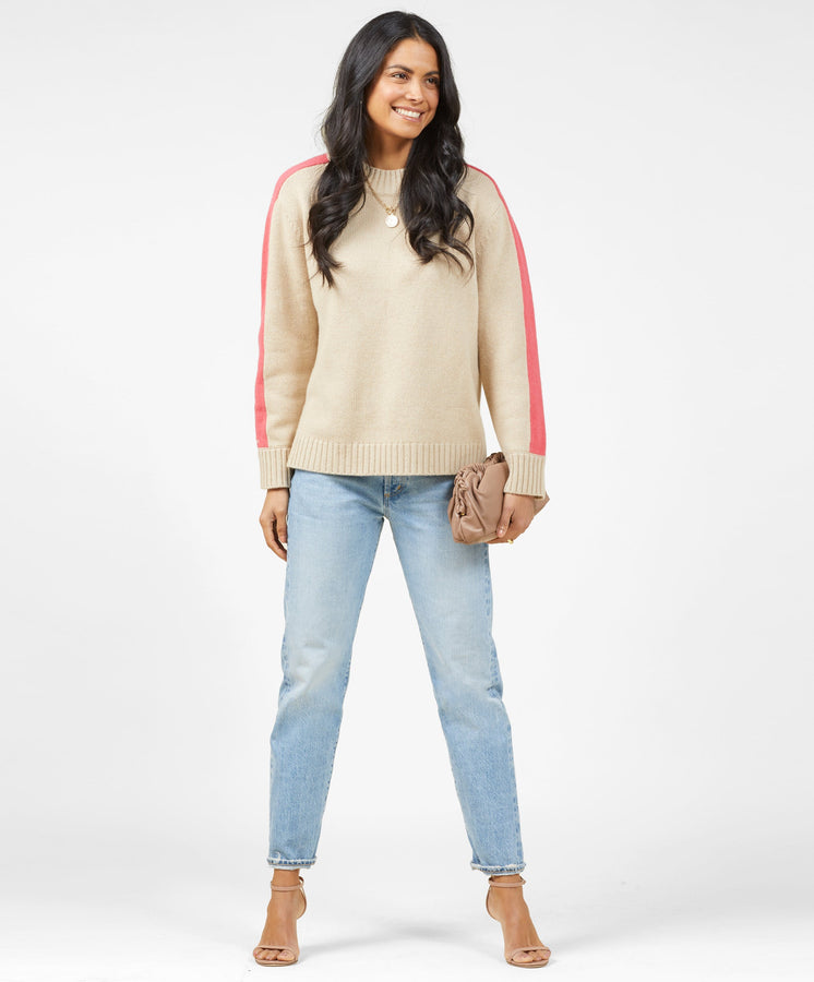 Archer Cashmere Crew with Stripe