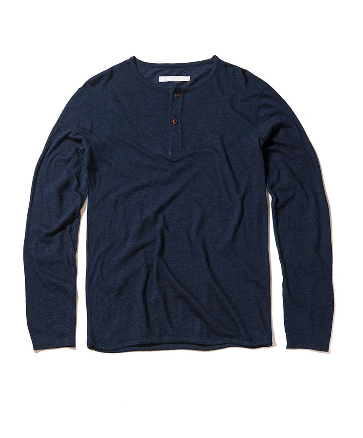 depth long sleeve henley blue flat