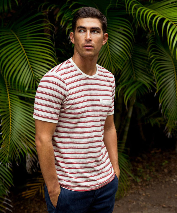 shonan stripe pocket tee red